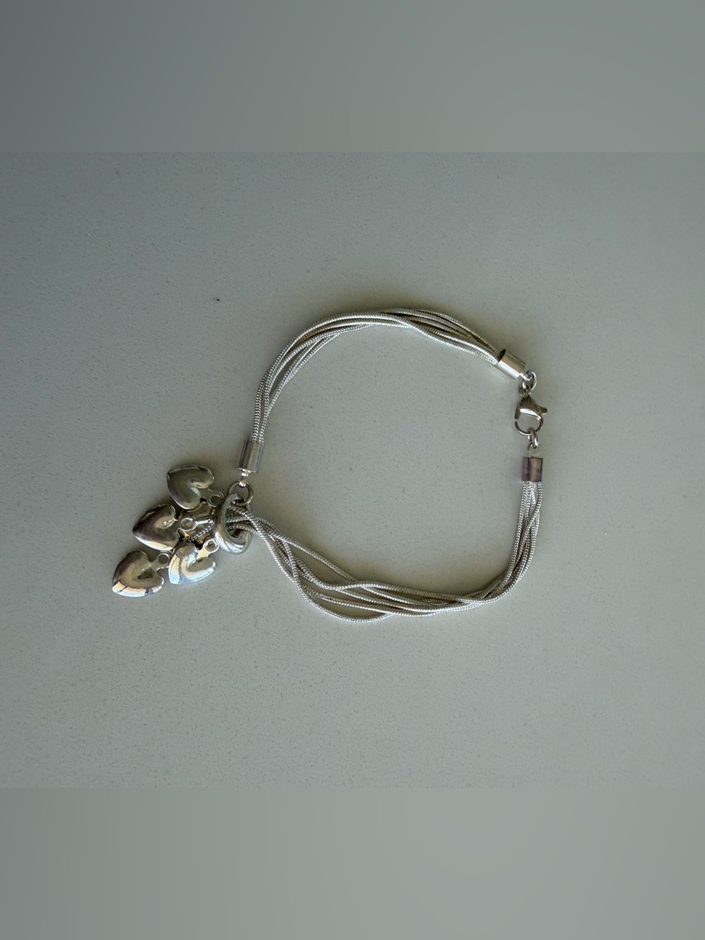 Silver Multi-Strand Heart Charm Bracelet - Unbranded - NWOT